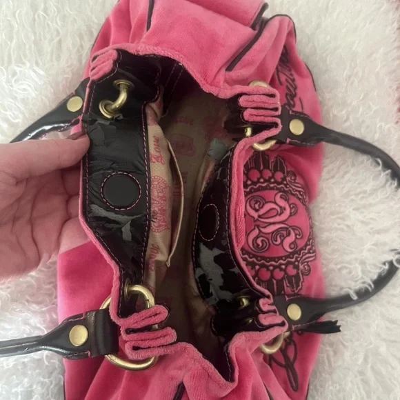 Juice Beauty Pink Satchel with Embroidered Crest